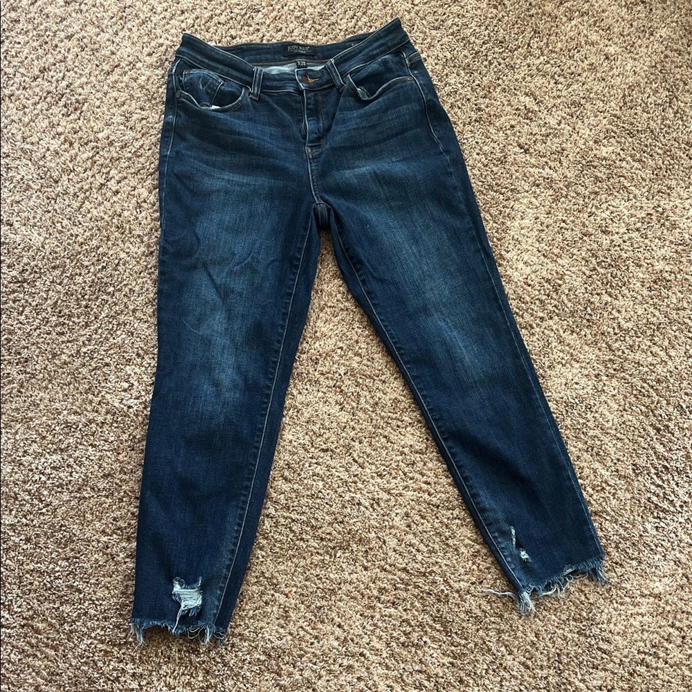 Judy Blue Distressed Dark Wash Ankle Jeans